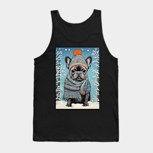 French Bulldog in Hat Funny Christmas Dog Lover Gift Tank Top